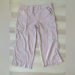 American Eagle AE Sz 18 Short Length Mid Rise Baggy Wide Pink Cargo Pants Jeans